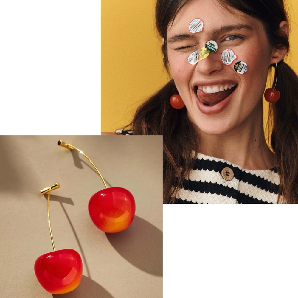🍒3/$30 New Adorable Blush Red Cherry Drop Earrings